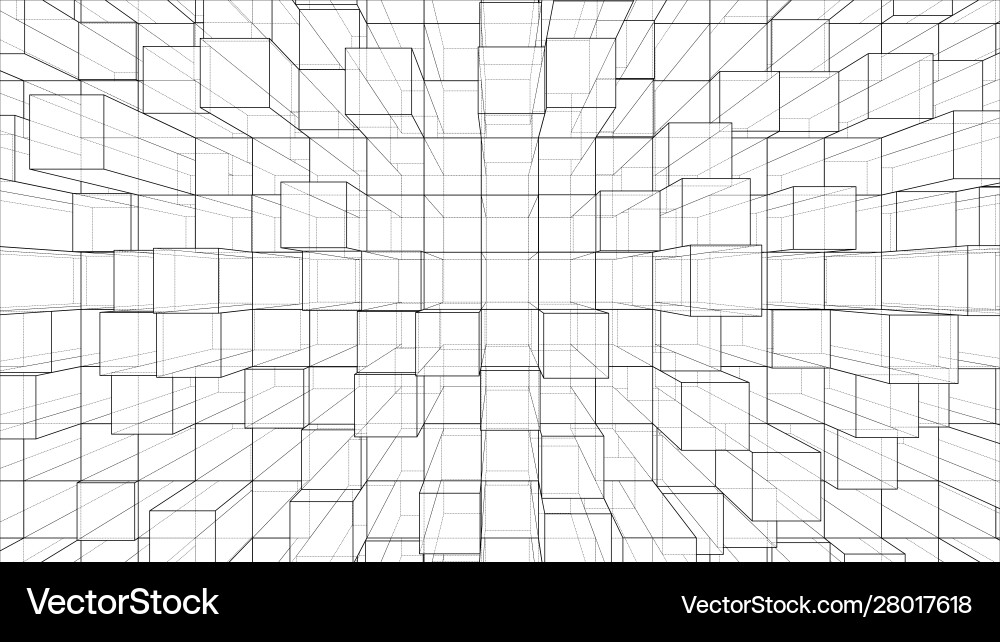 Wireframe Cube Background vector image