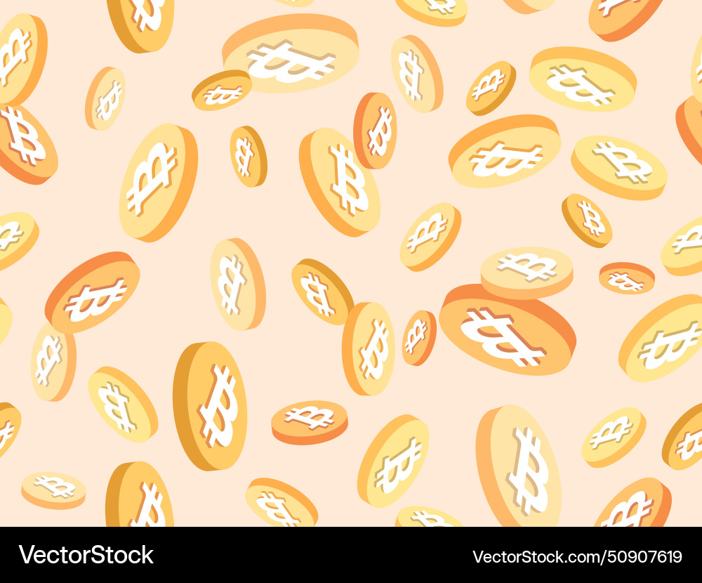 Bitcoin seamless pattern 3d coins Bitcoin seamless pattern 3d coins vector image