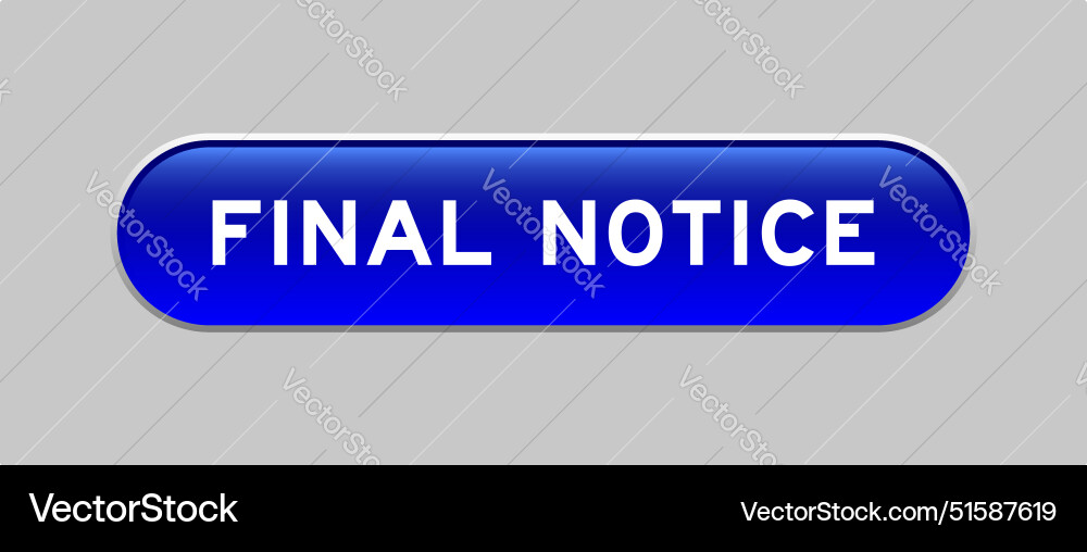 Blue color capsule shape button with word final Blue color capsule shape button with word final vector image