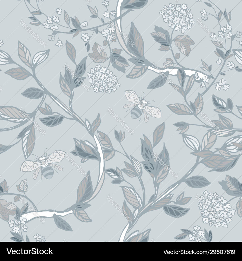 Branches flowering trees seamless pattern Vector Image