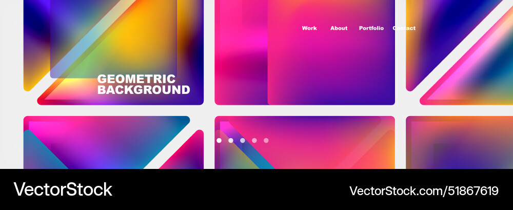Colorful fluid gradient triangles and squares web Colorful fluid gradient triangles and squares web vector image