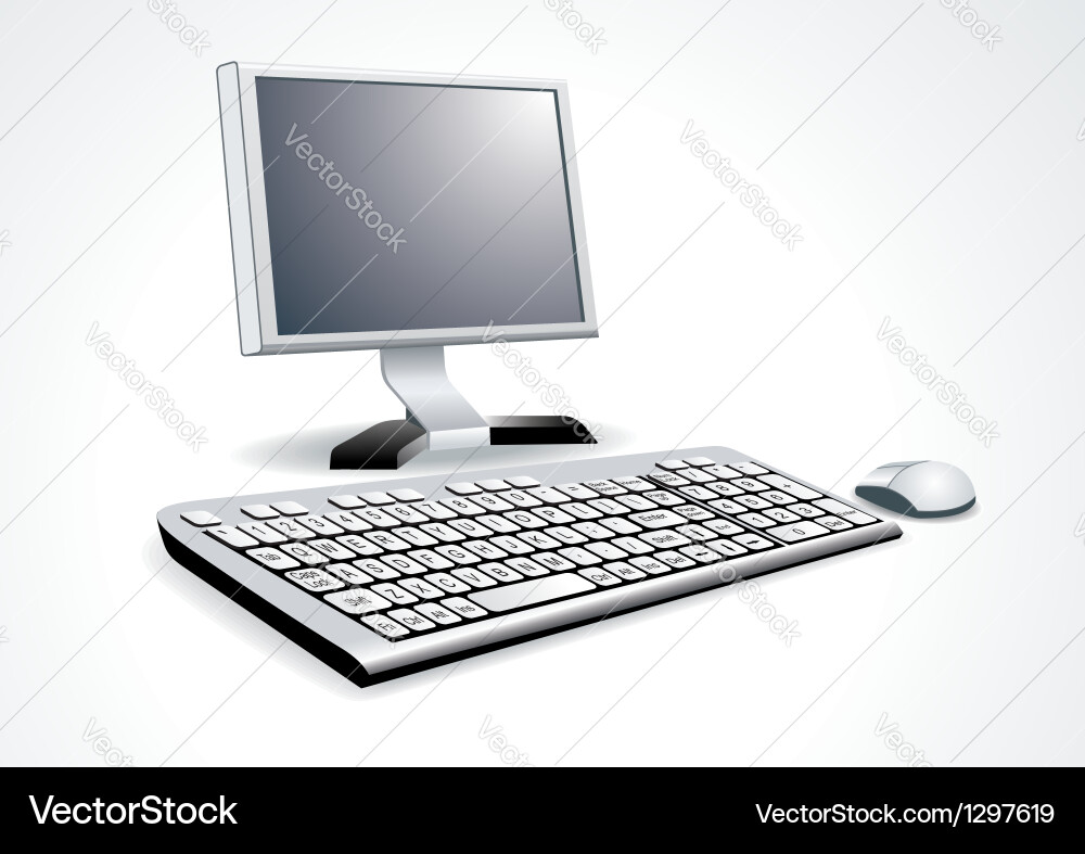 Computer and notebook on the working place Vector Image