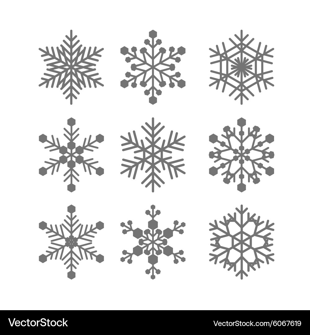 Flat snowflakes set Vector Image
