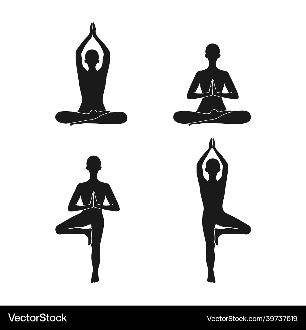 Human icon in yoga poses with hands namaste vector image