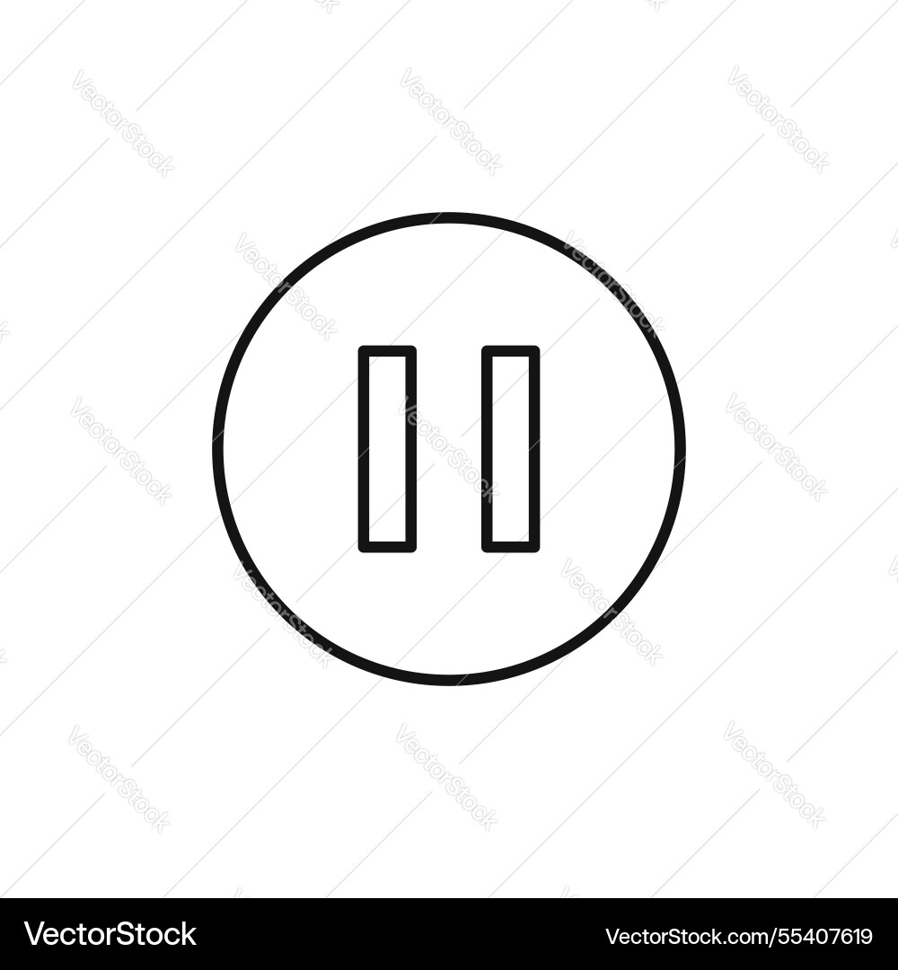 Pause icon simple thin line Vector Image