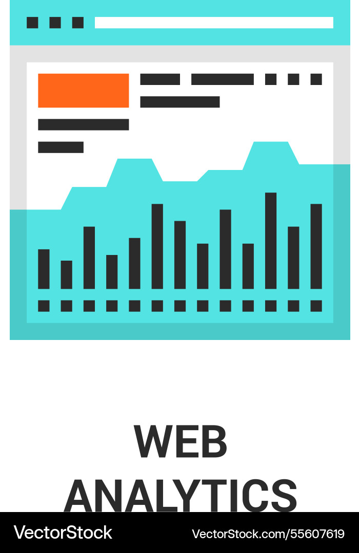 Web analytics flat line icon design concept vector image