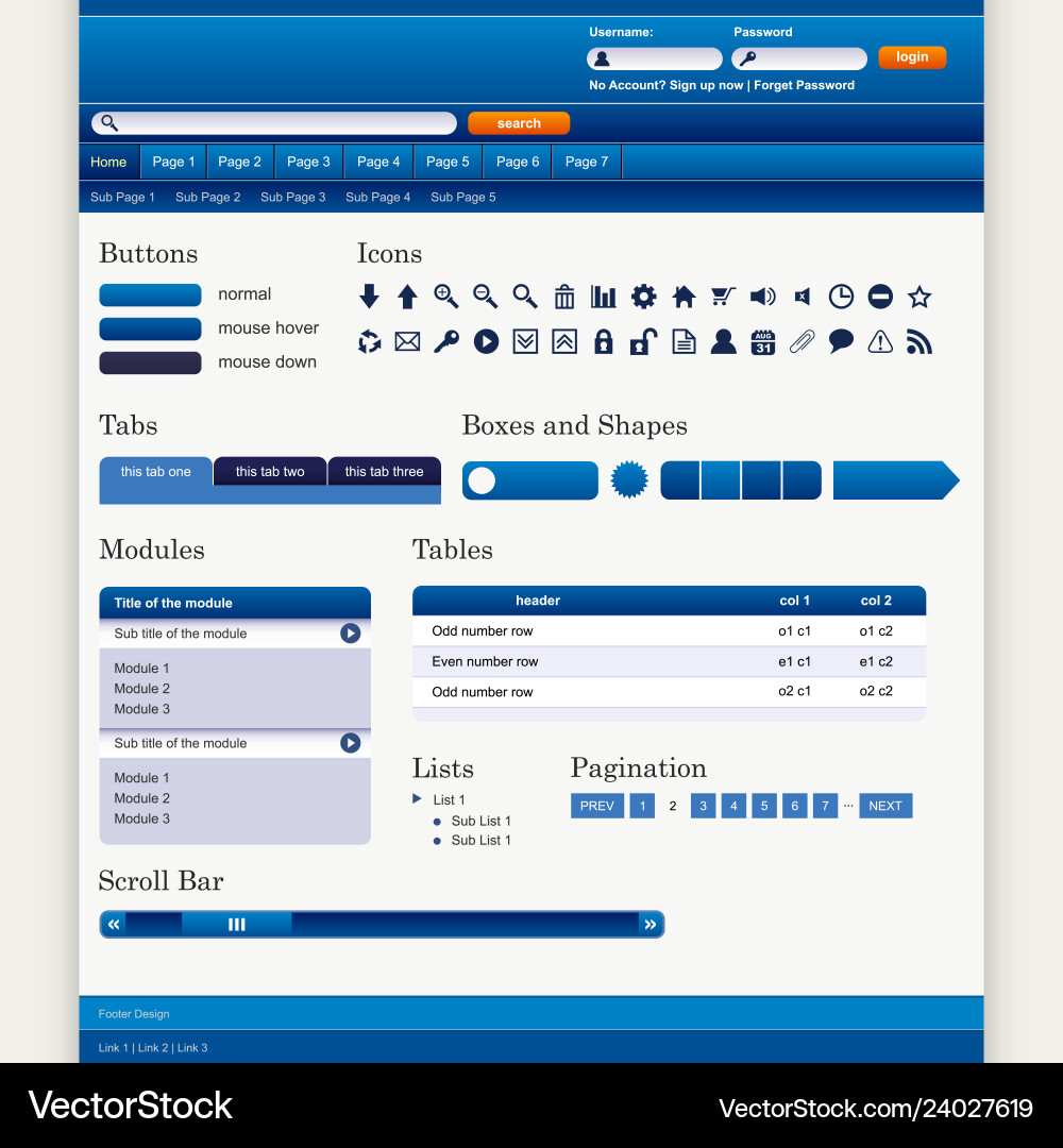 Web Design Element Vorlage ein komplettes Set Web Design Element Vorlage ein komplettes Set vektorbild
