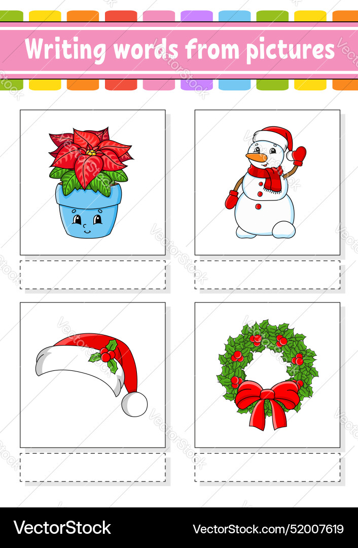 Writing words from pictures learn english Writing words from pictures learn english vector image