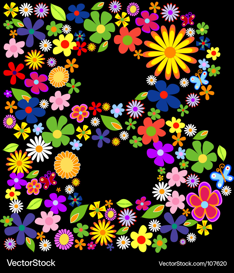 Alphabet Letter B Floral Pattern vector image