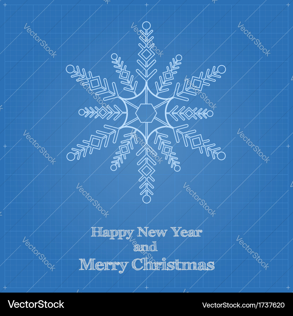 Blueprint Snowflake Symbol Vector Image