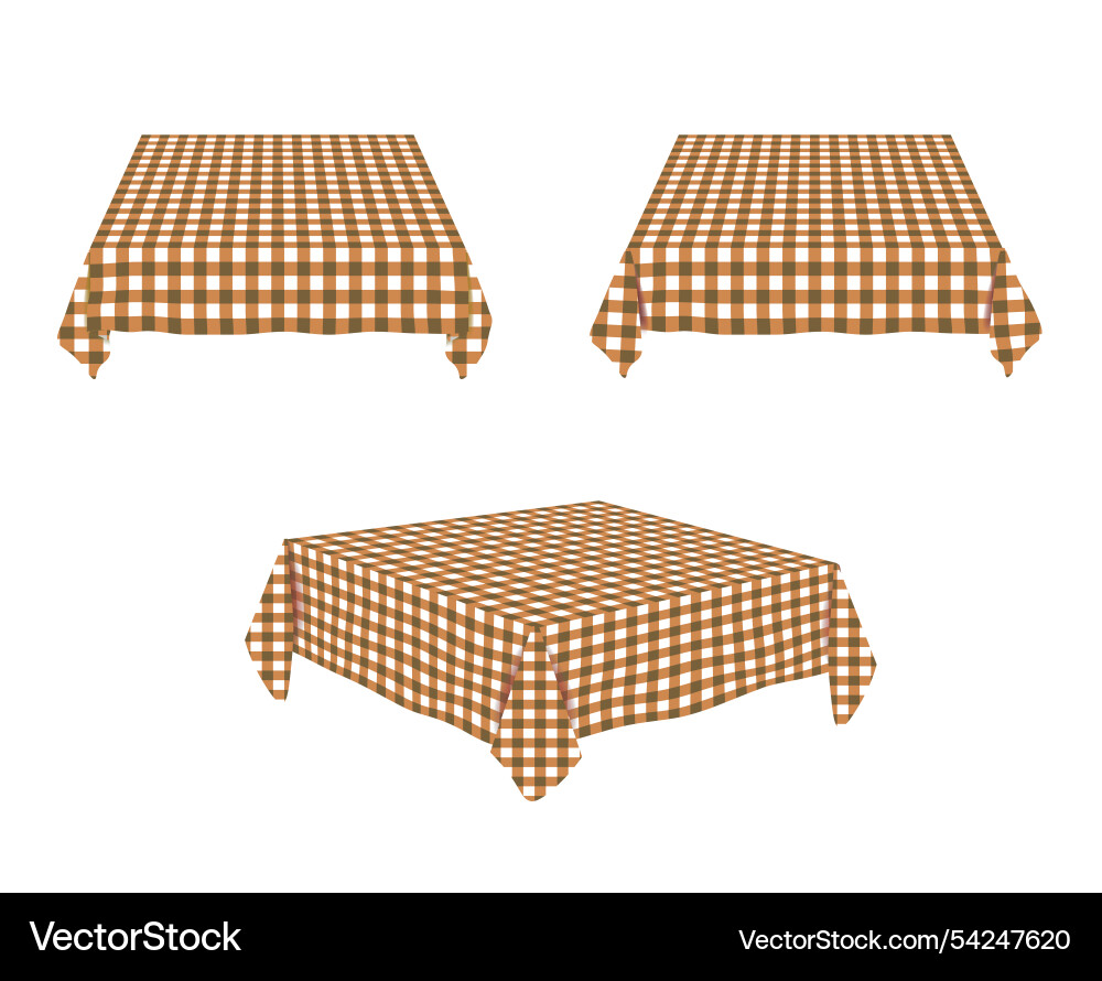 Brown tablecloth with checkered pattern Vector Image