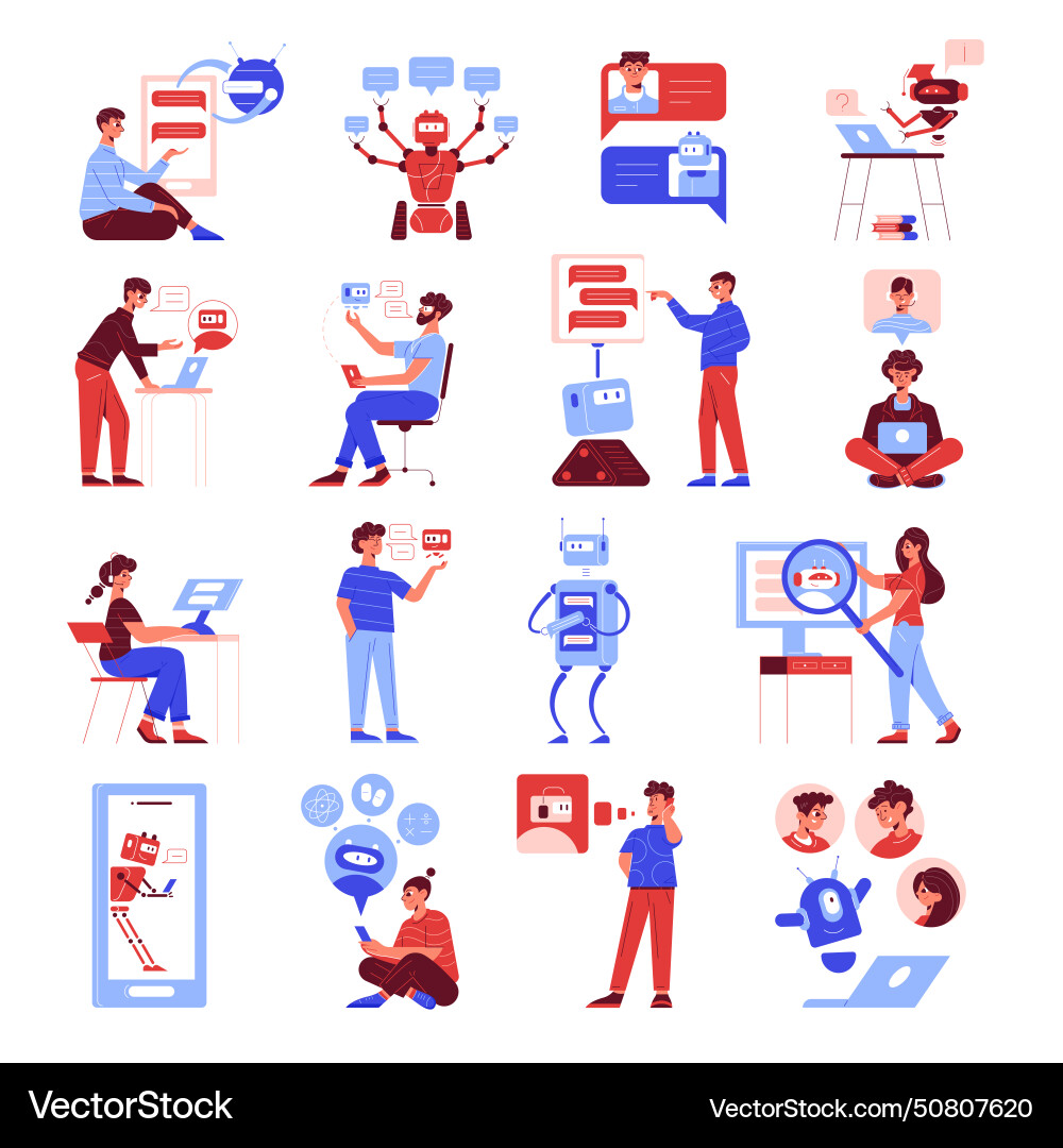 Chatbot support set Royalty Free Vector Image - VectorStock