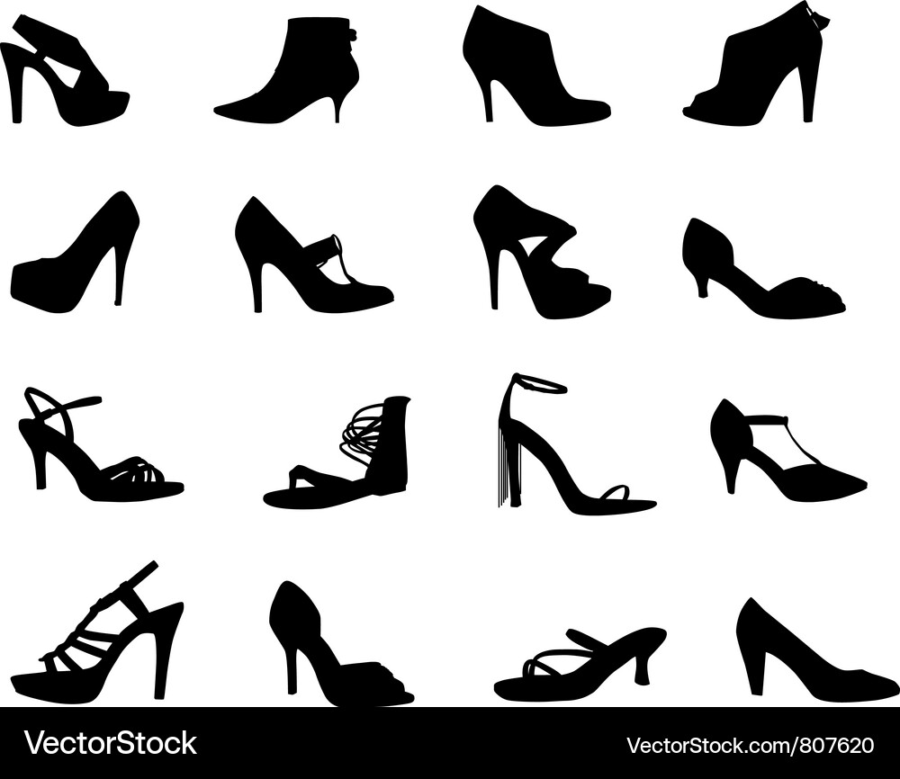 Frauen Absatzschuhe Silhouetten Vektorbild