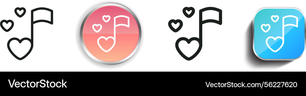 Love song icon thin linear regular and button Vector Image