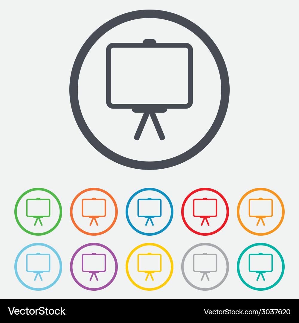 Presentation Board Icon - Circular Button vector image