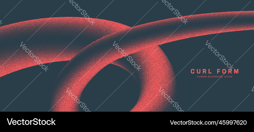 Red smooth dynamic curl form dotwork creative Red smooth dynamic curl form dotwork creative vector image