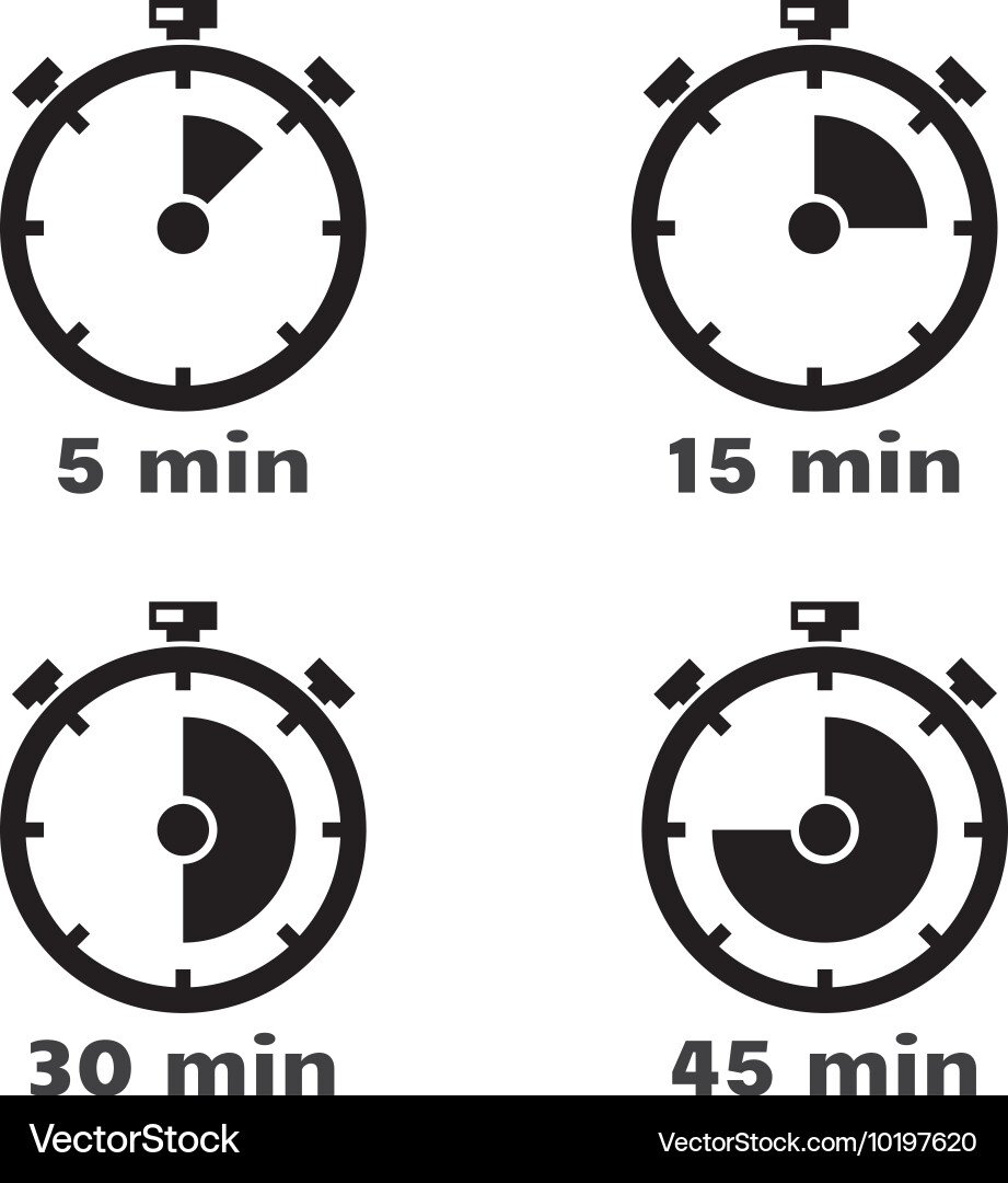 Timer Minute Symbols - 5, 15, 30, 45 vector image