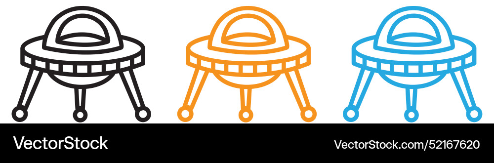 Ufo flying icon logo set collection for web app ui vector image