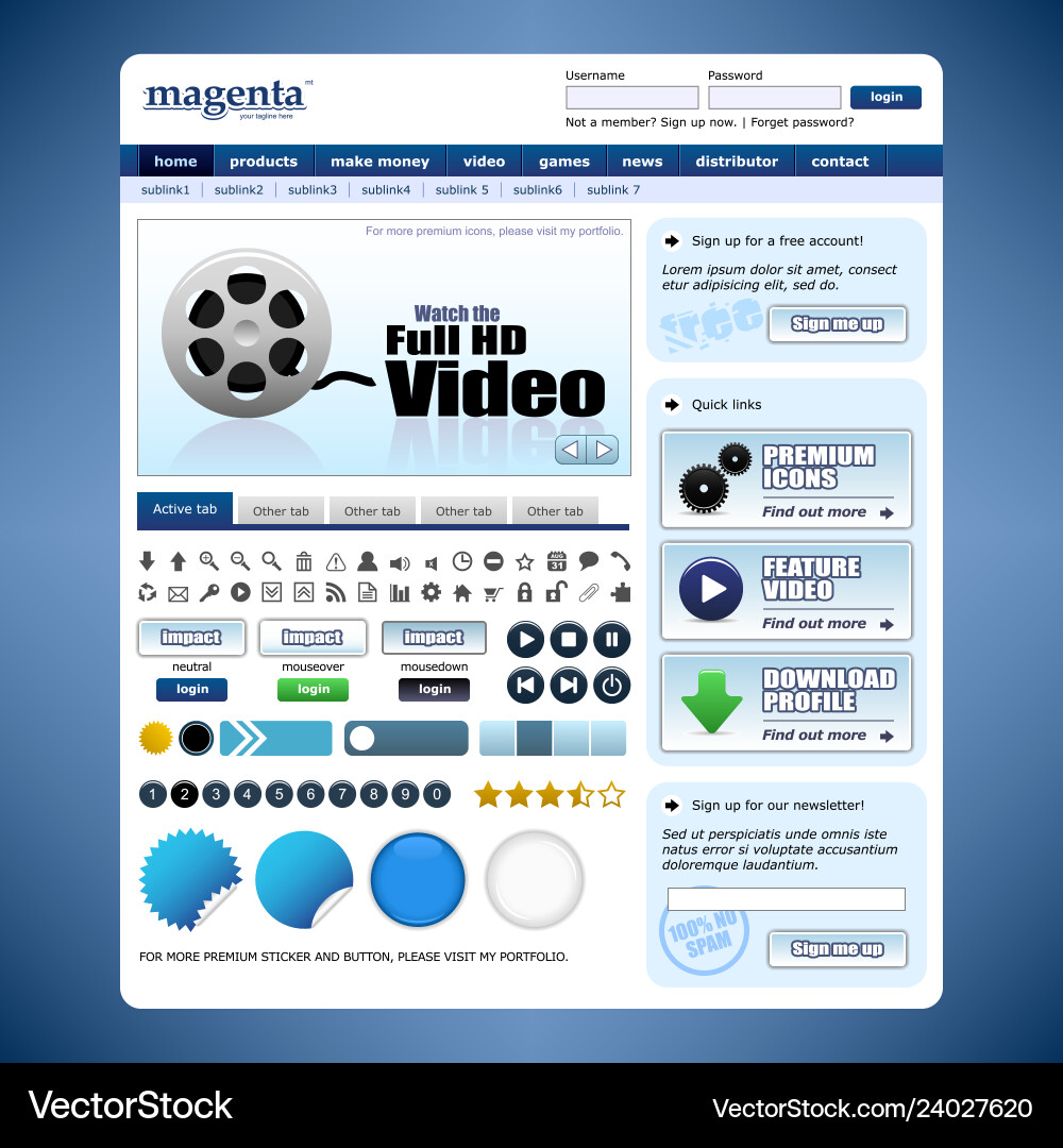 Web design element template a complete set Web design element template a complete set vector image