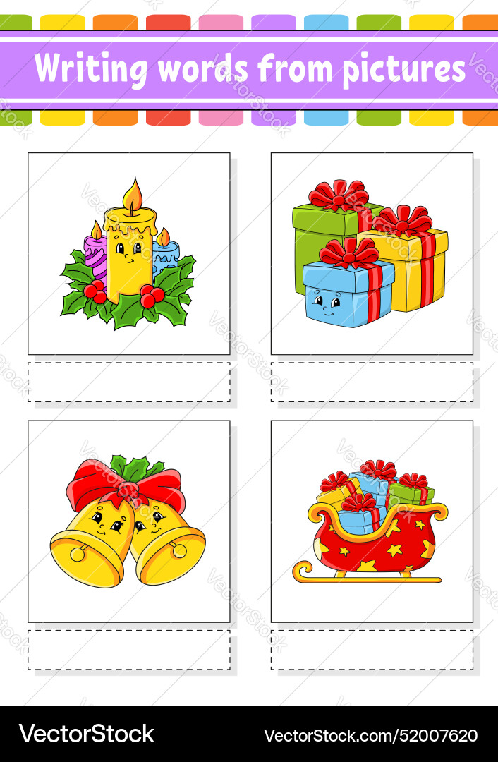 Writing words from pictures learn english Writing words from pictures learn english vector image