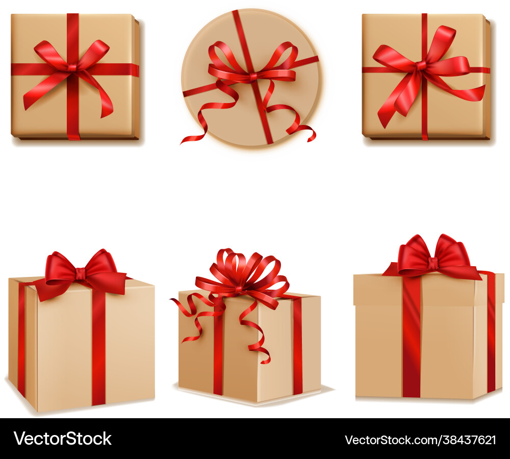 Box present realistic set Box present realistic set vector image