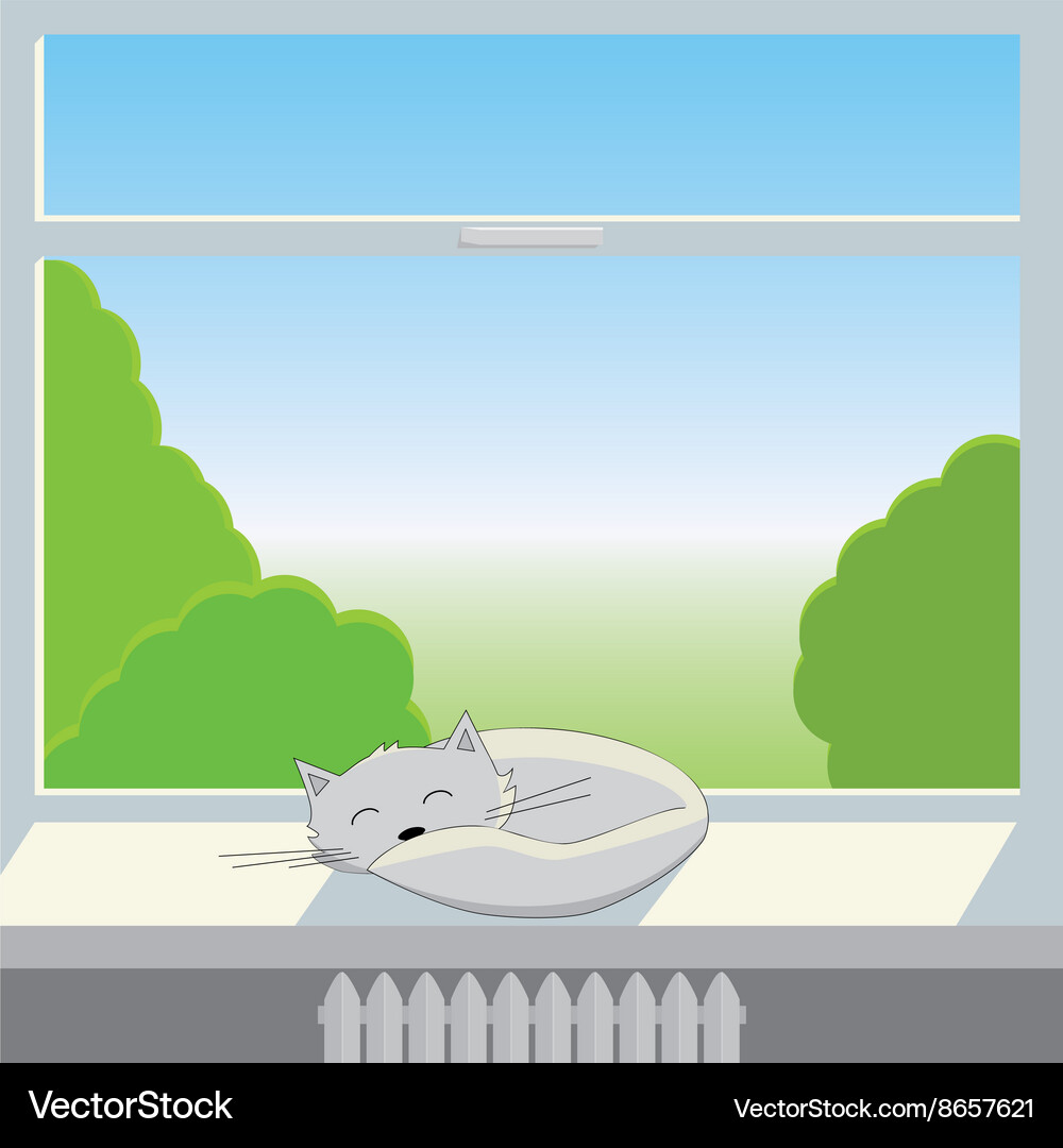 Cat Resting on Window Vector Image