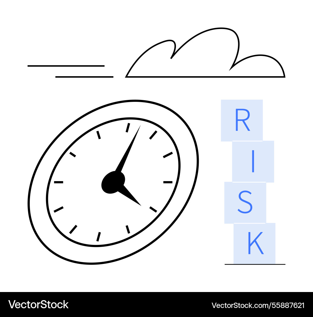 Clock with speed trails and stacked risk blocks Clock with speed trails and stacked risk blocks vector image