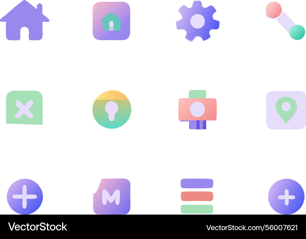 Collection of colorful gradient ui icons Collection of colorful gradient ui icons vector image