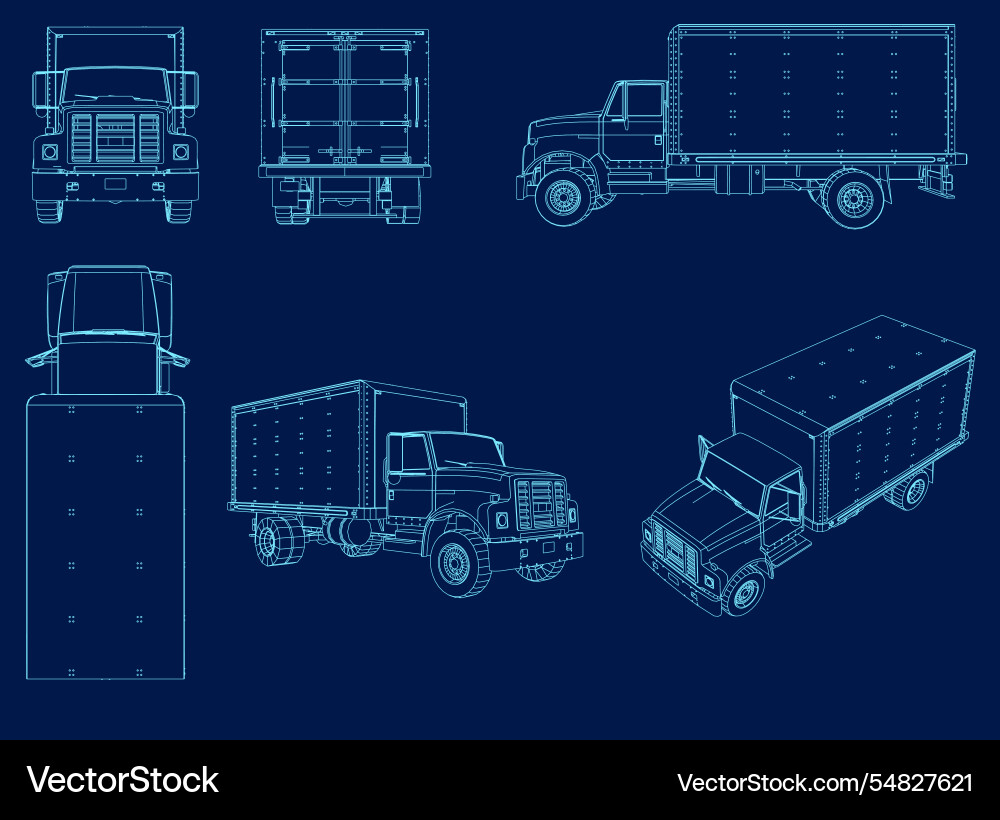 Contour set of icon vans front view side Contour set of icon vans front view side Vector Image