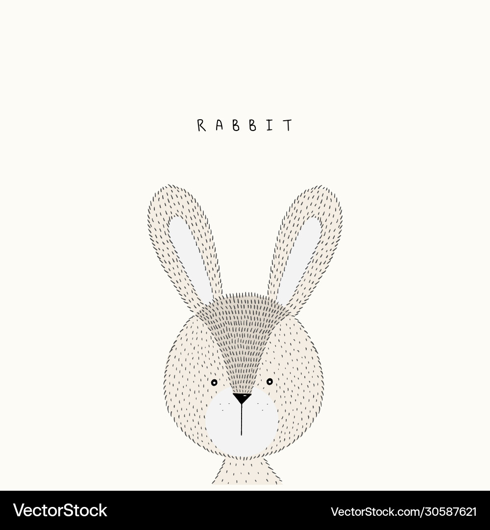 Cute hand drawn rabbit design Royalty Free Vector Image