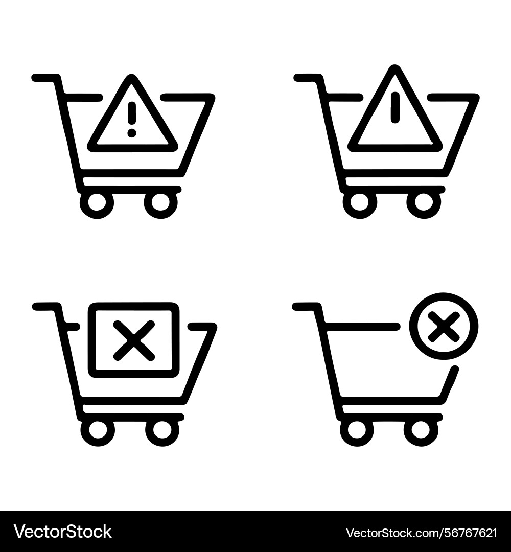 Failed checkout and payment error icons vector image