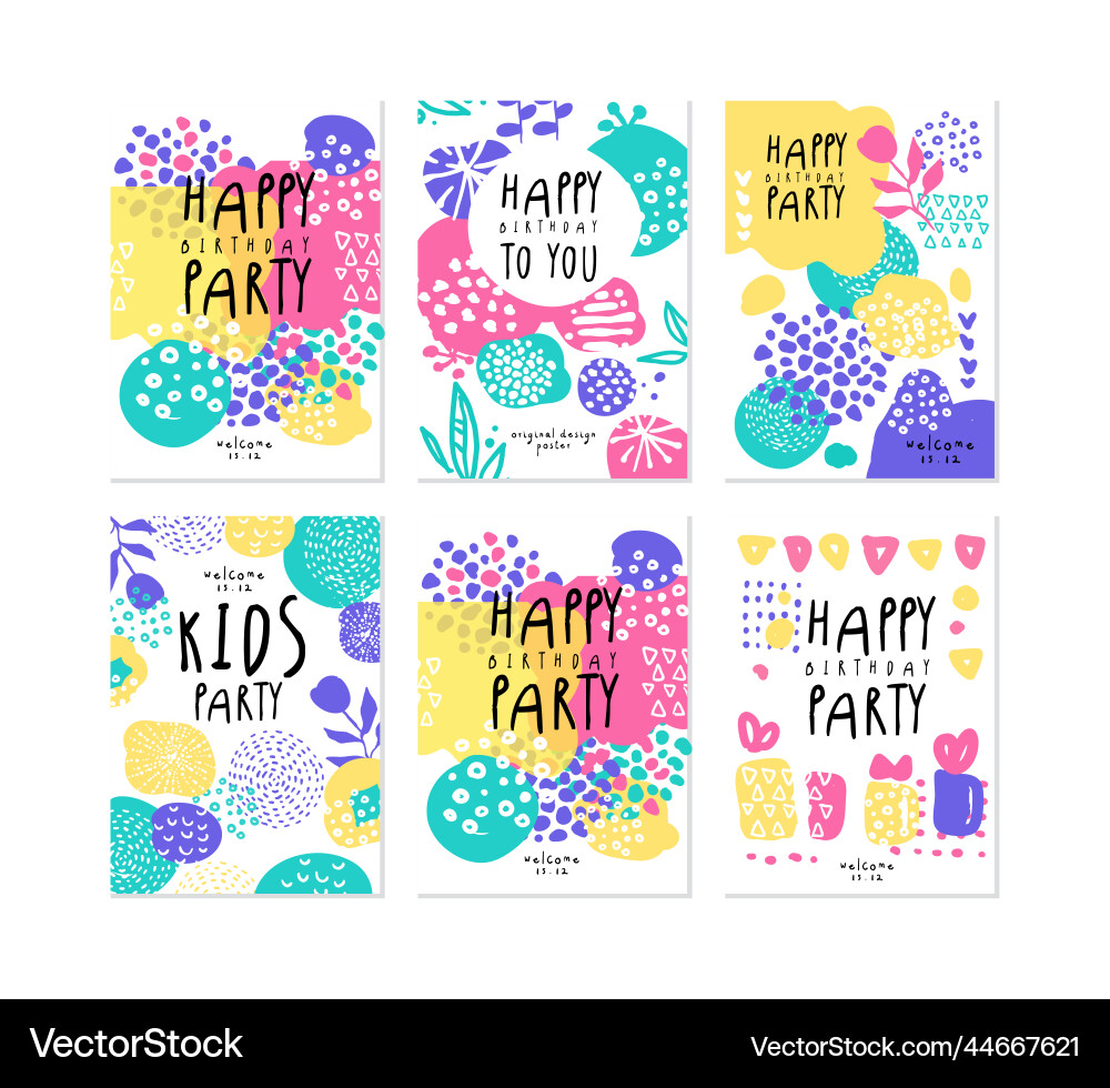 Happy kids birthday party poster and invitation Happy kids birthday party poster and invitation vector image
