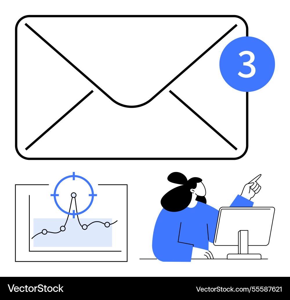 New email notification with analytics New email notification with analytics vector image