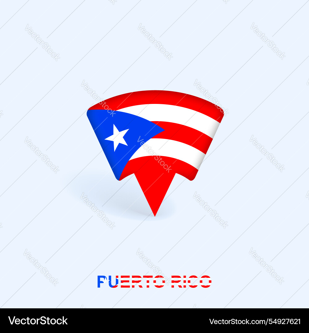 Puerto rico flag map pointer design with shadow vector image