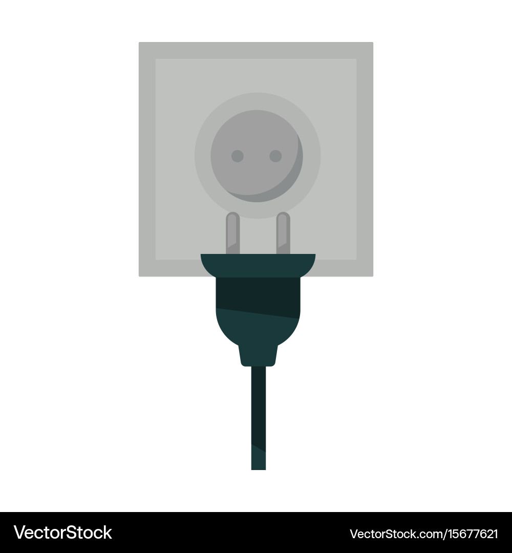 Square power socket and black plug isolated Vector Image