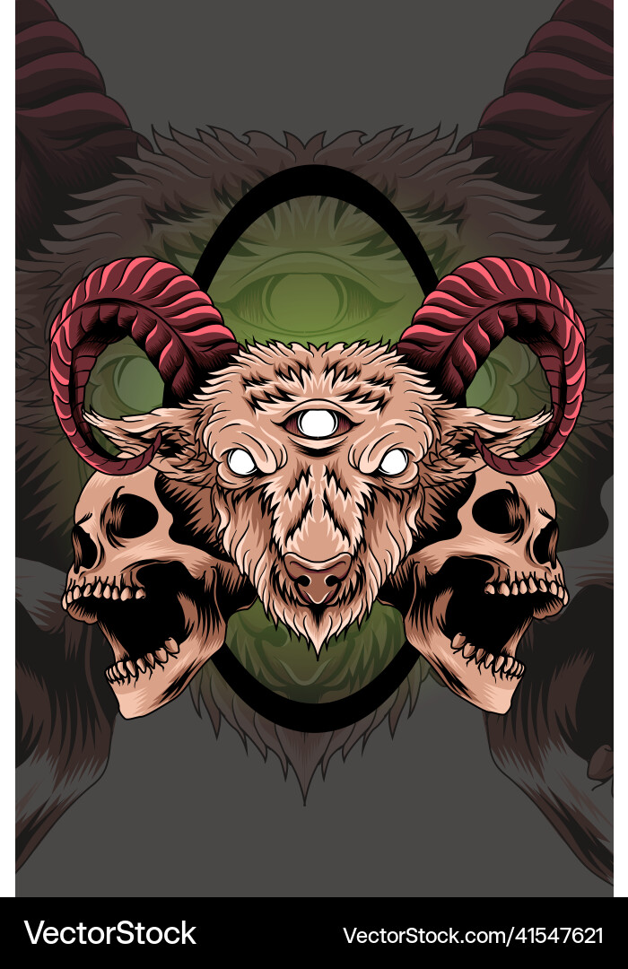 Three Eyed Goat With Skull Royalty Free Vector Image