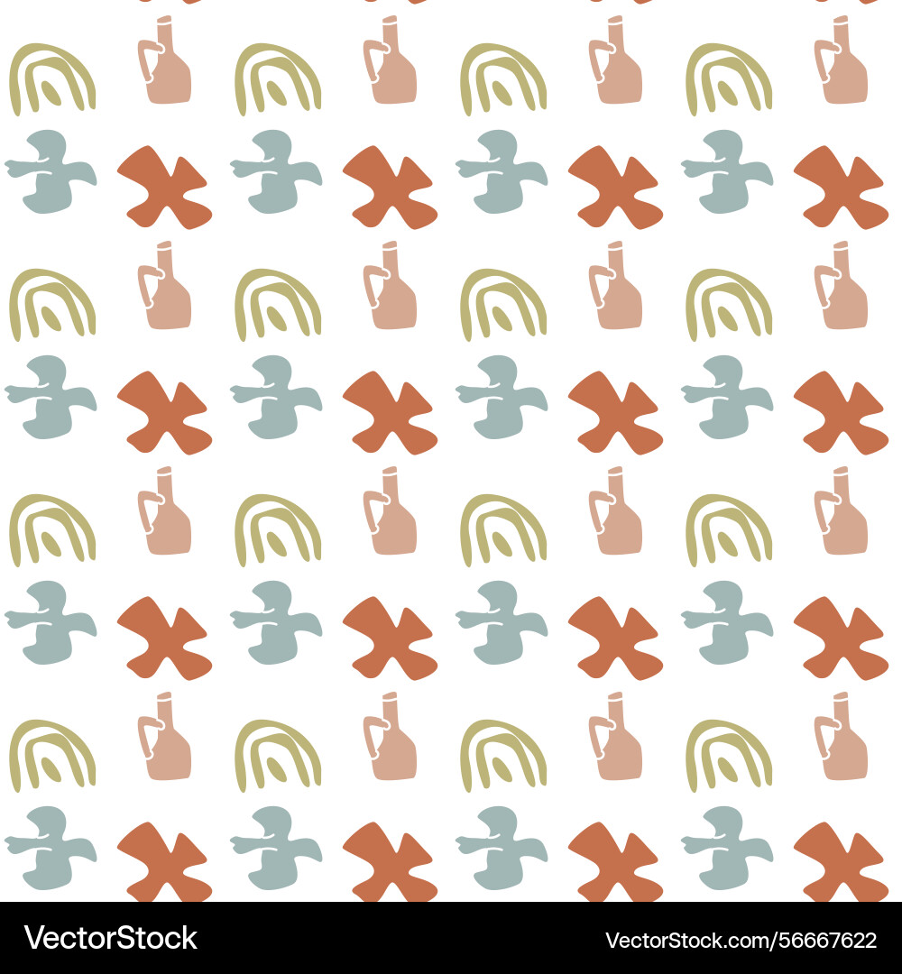 Boho summer elements pattern with abstract shapes Boho summer elements pattern with abstract shapes vector image