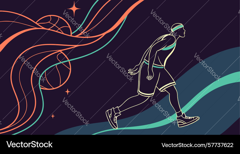 Dynamic runner in motion abstract design Vector Image