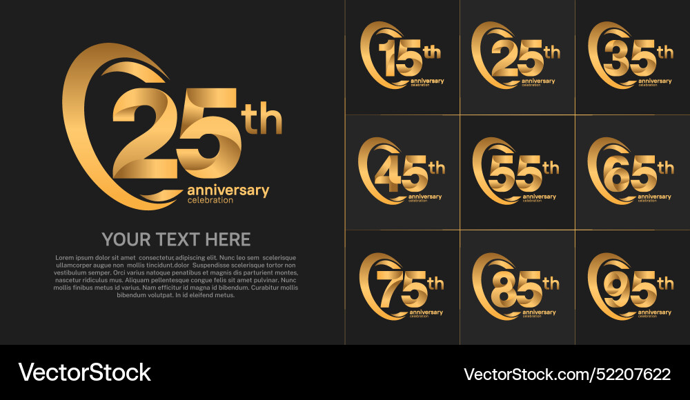 Golden Anniversary Number Set - Celebration Graphi Vector Image
