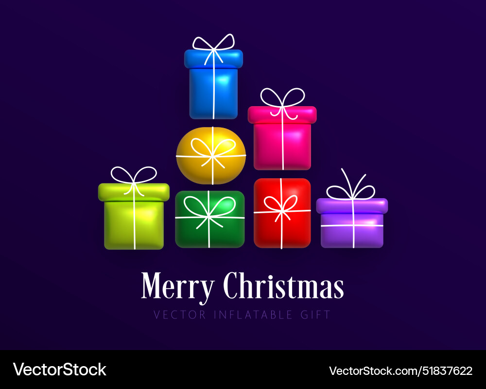 Inflatable color gift box inflated 3d Royalty Free Vector