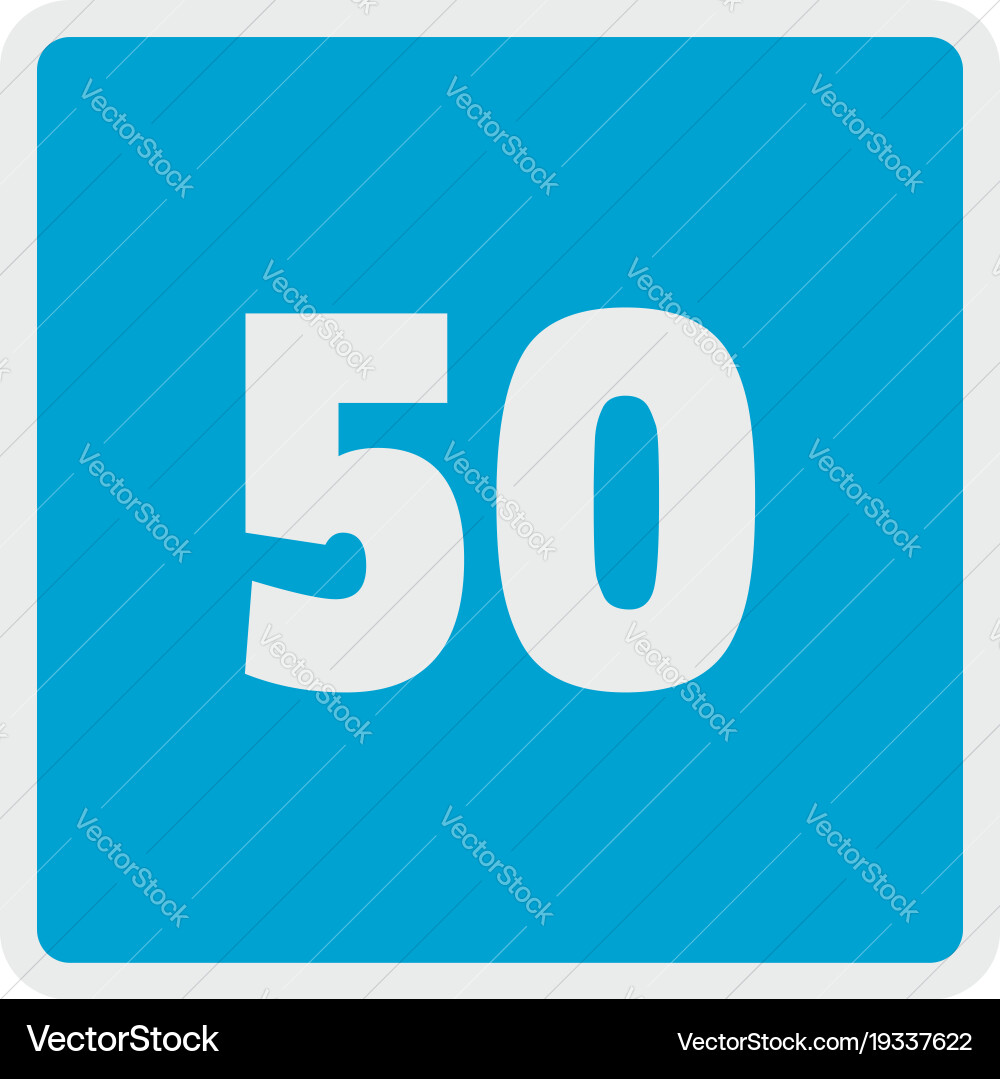 Minimum speed fifty limit icon flat style vector image