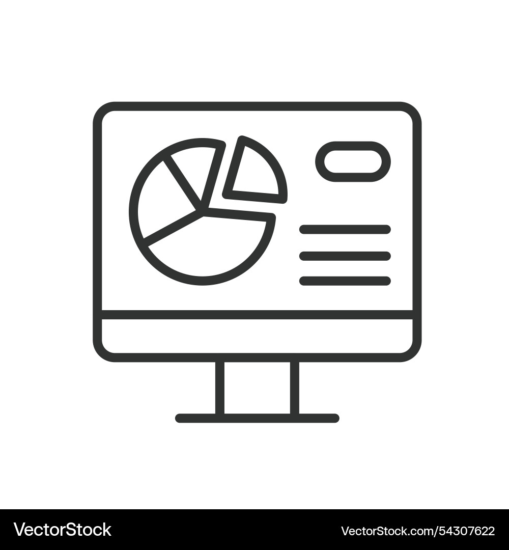 Pc chart icon in line design data Pc chart icon in line design data Vector Image
