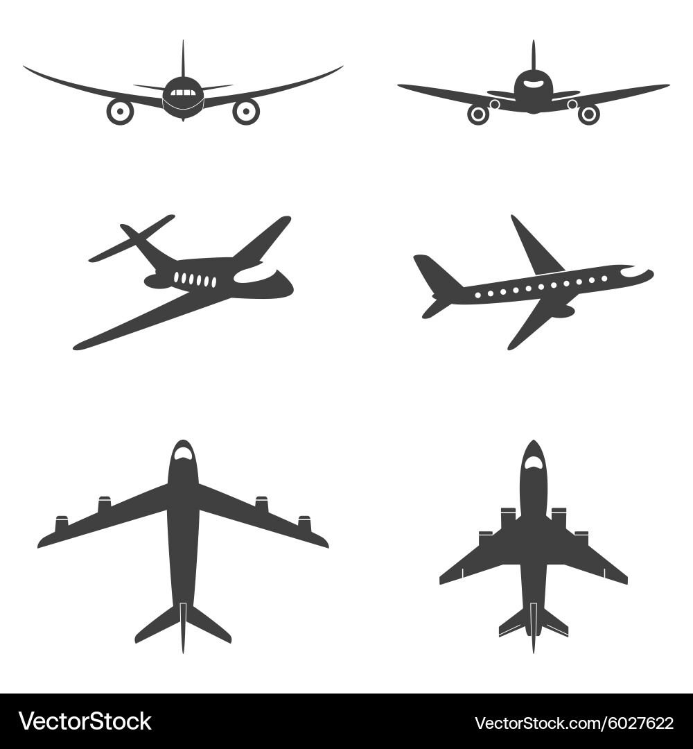 Plane Icon Set - Airplane Symbols Vector Image