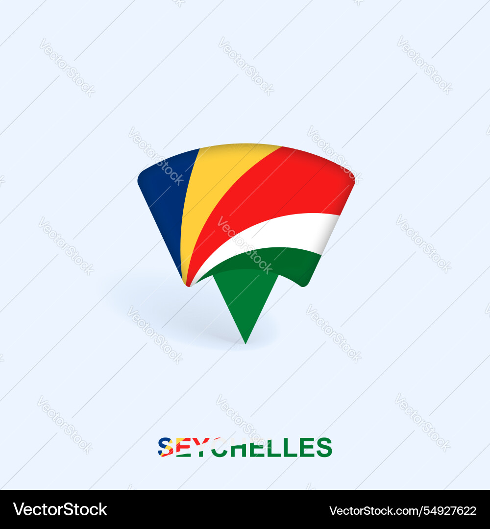 Seychelles flag map pointer design with shadow Seychelles flag map pointer design with shadow Vector Image