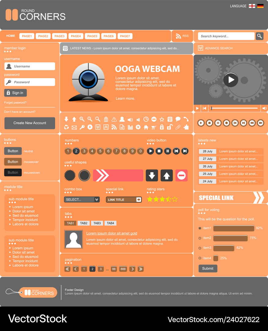 Web design element template a complete set Web design element template a complete set vector image