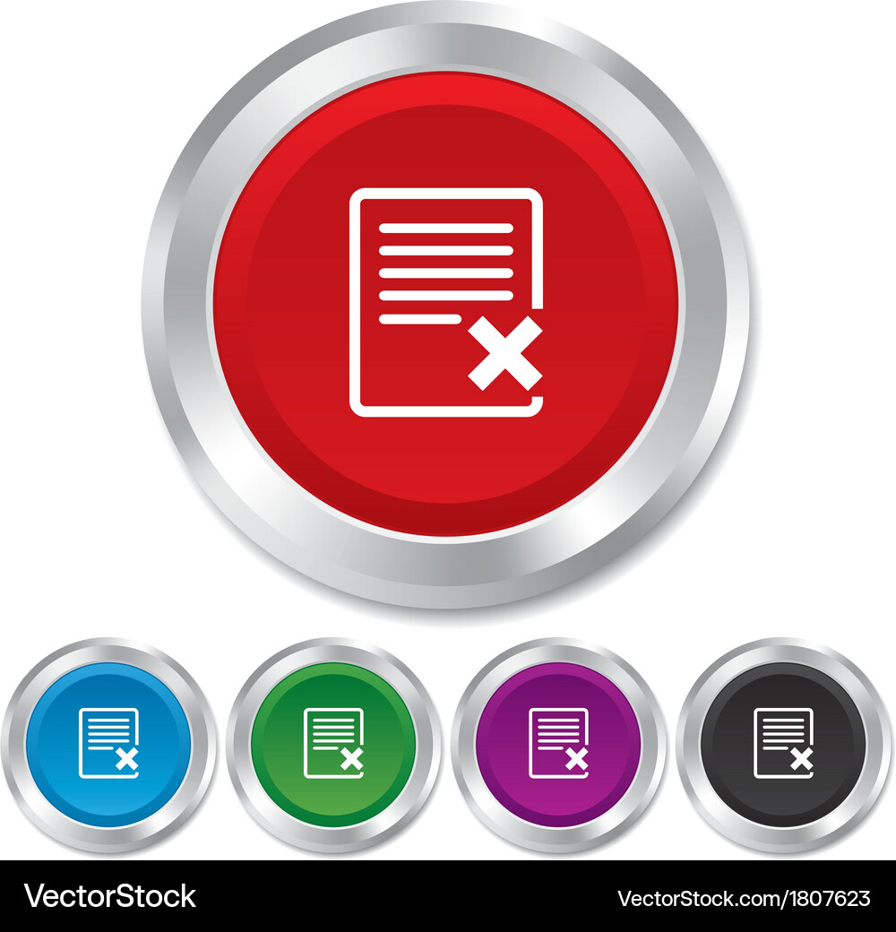 Delete file sign icon remove document symbol Vector Image