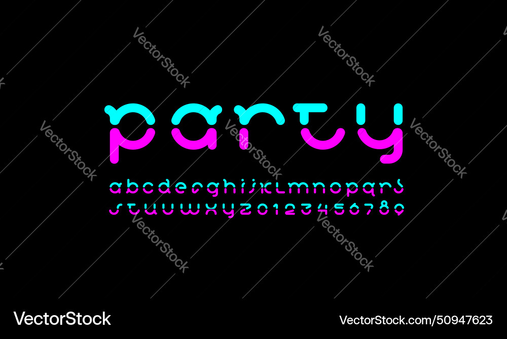 Design font rounded alphabet letters and numbers Design font rounded alphabet letters and numbers vector image