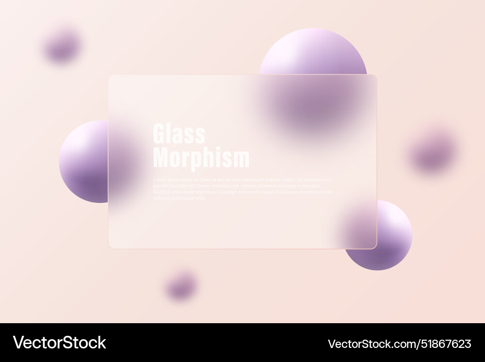 Glass morphism landing page with rectangular frame Glass morphism landing page with rectangular frame vector image