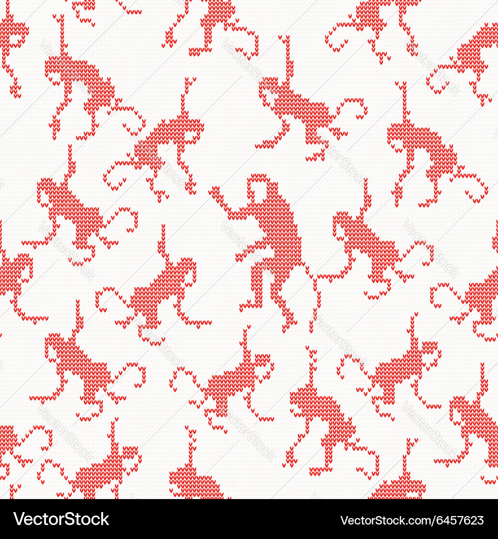 Knitted seamless pattern with monkey vector image
