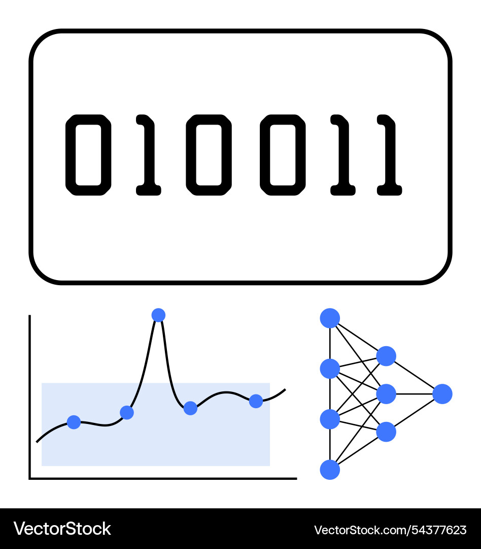 Machine Learning und Data Science Binärcode Machine Learning und Data Science Binärcode vektorbild